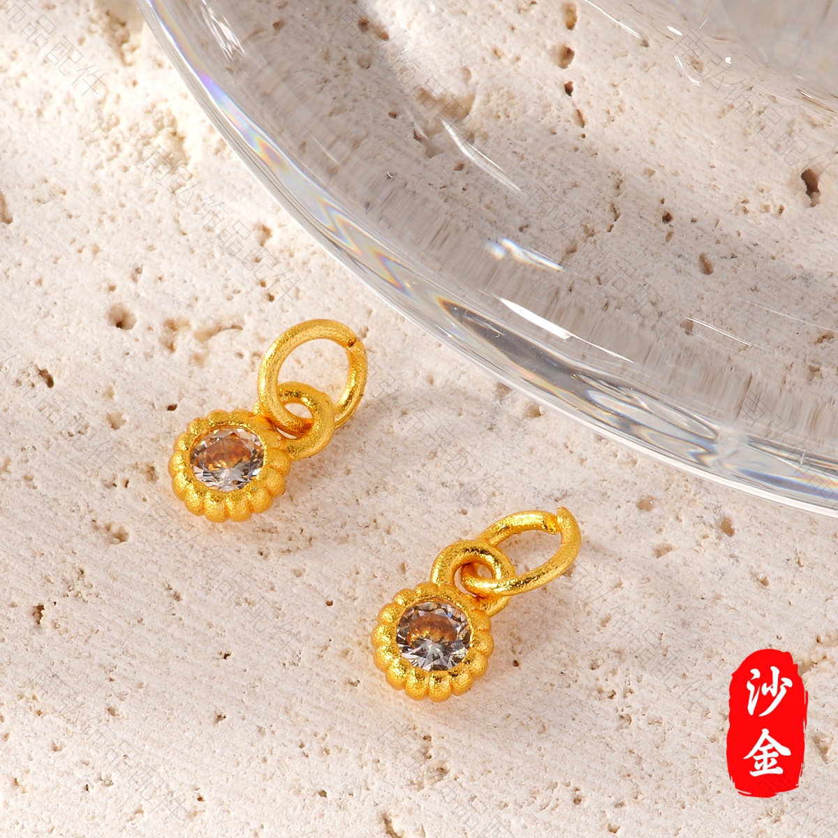 New ancient-style sand gold high-color retention zirconium-inlaid small slipper Chinese-style high-end bracelet and necklace DIY accessory pic 9