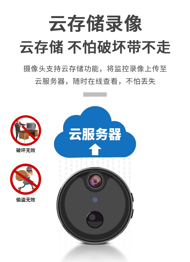 工厂圆形家用无线监控器高清夜视远程监控WiFi人体感应网络摄像头详情10