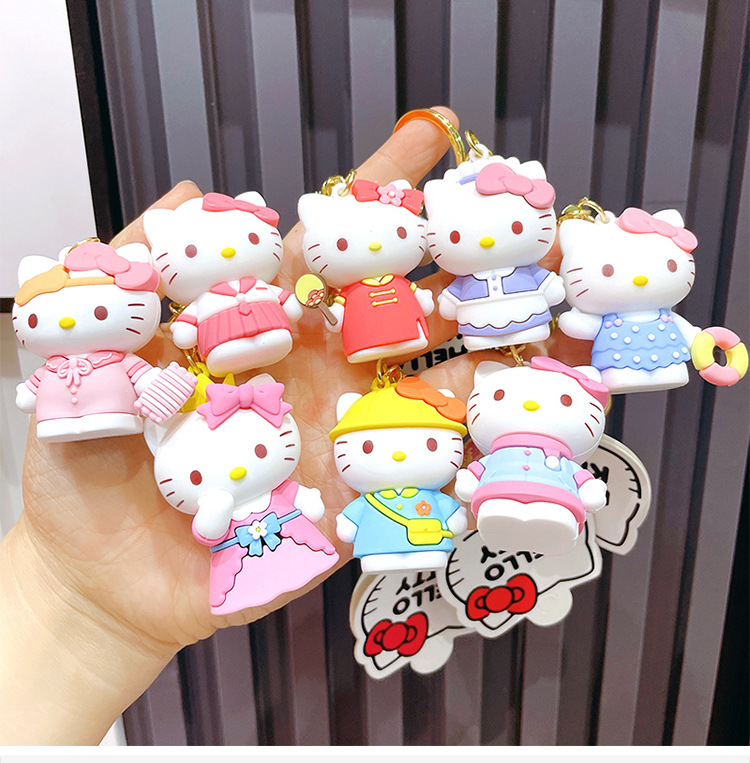 正版hello kitty换装日记三丽鸥凯蒂猫公仔钥匙扣挂件女可爱饰品详情4