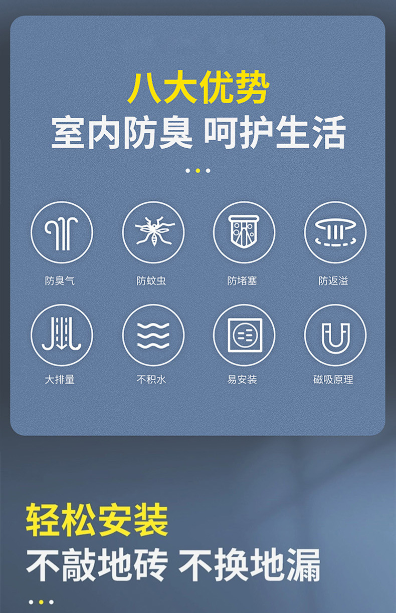 Bathroom anti-odor floor drain core, bathroom sewer floor drain cover, anti-insect, kitchen sewer anti-odor backflow magic tool pic 6