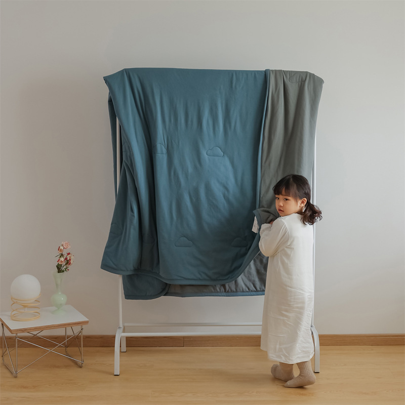 Simple Japanese Muji soft knitted cotton Tianzhu cotton quality two-color summer cool quilt, machine washable, water-washable air-conditioned quilt pic 13