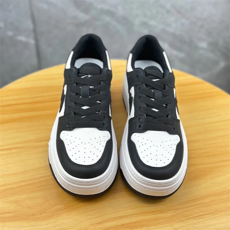 2024黑白色厚底真皮熊猫勾勾鞋女新款小白鞋云朵鞋休闲单鞋运动板详情12