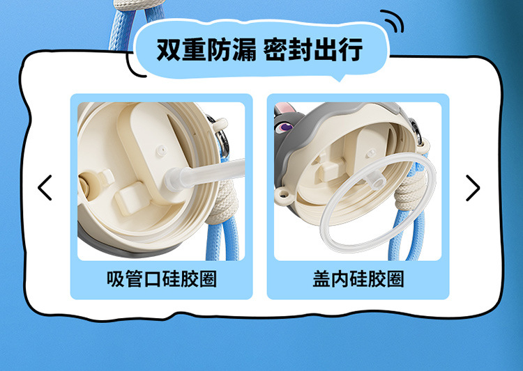 迪士尼正版授权朱迪尼克保温杯学生高颜值女双饮杯卡通儿童吸管杯详情16