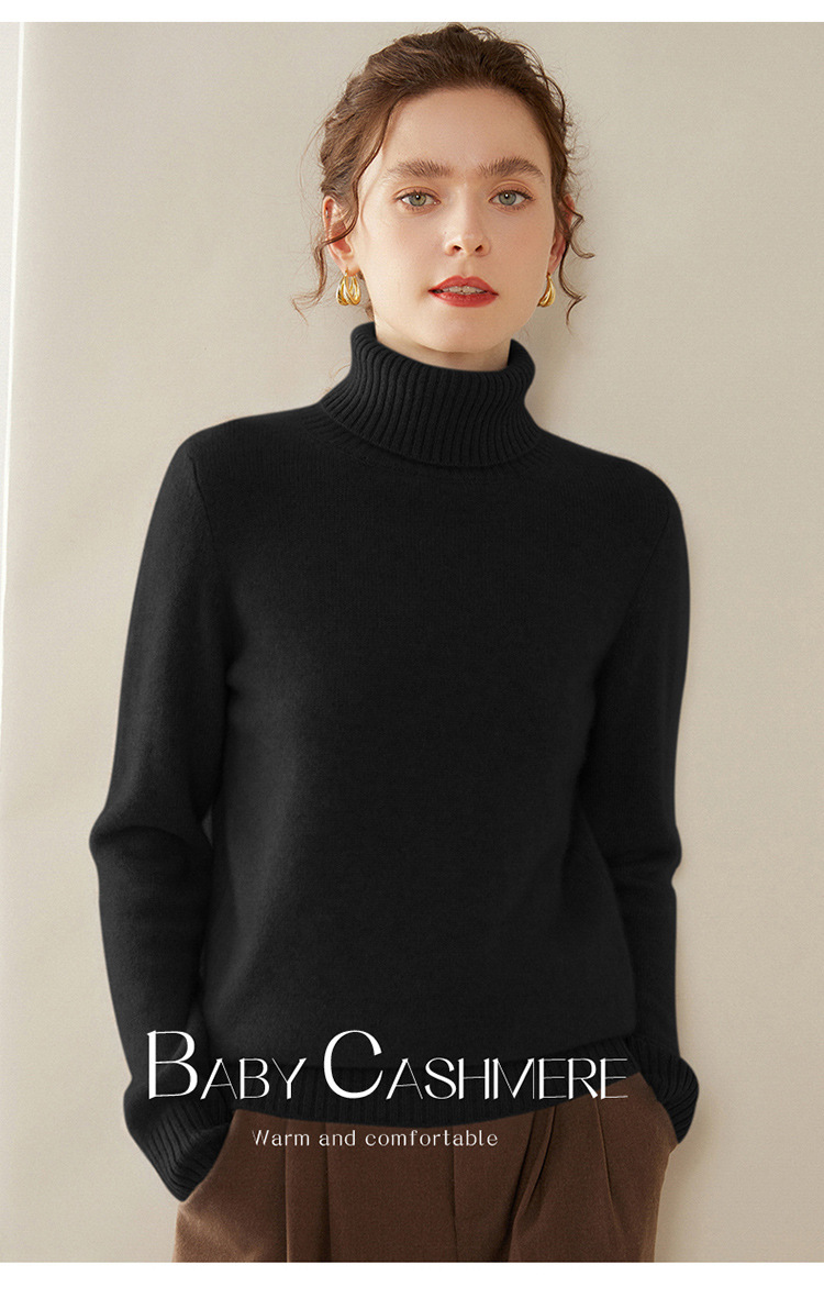 This winter new high-neck thickened cashmere sweater is a simple and versatile solid color for women, with a relaxed and elegant style. It is a knitted base layer pic 24