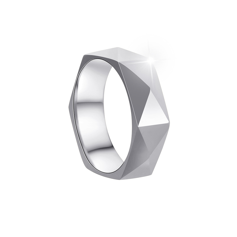 New Amazon cross-border titanium steel ring for men, 6mm diamond-shaped cut ring, simple geometric style ring pic 8