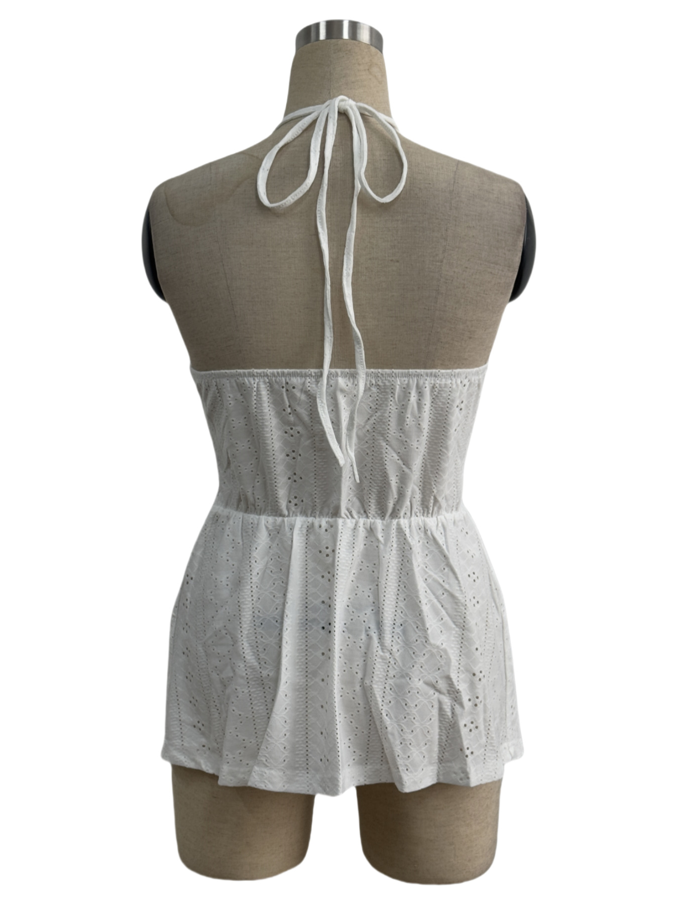 A new elegant solid-color halter lace-trimmed vest T-shirt for women with a slimming and form-fitting look from Europe and America in 2025 pic 4