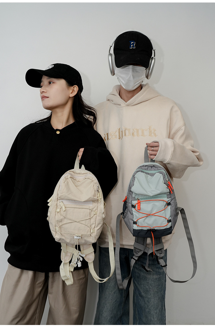 户外双肩包抽绳迷你休闲包轻便百搭旅行登山包女轻便旅游小背包详情29