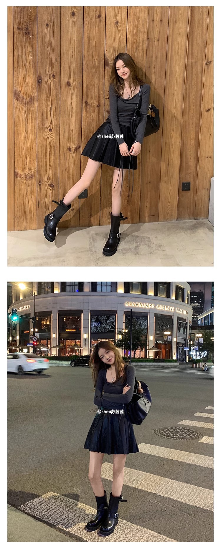 sheii苏茵茵同款！沙丘~超软糯厚底机车扣带短靴女马丁靴堆堆靴详情30