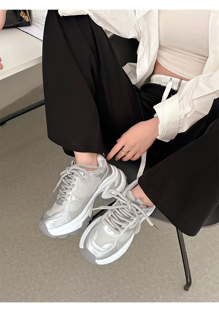 苏茵茵同款增高7.5cm~十字花厚底休闲运动鞋女厚底老爹鞋跑步鞋详情45