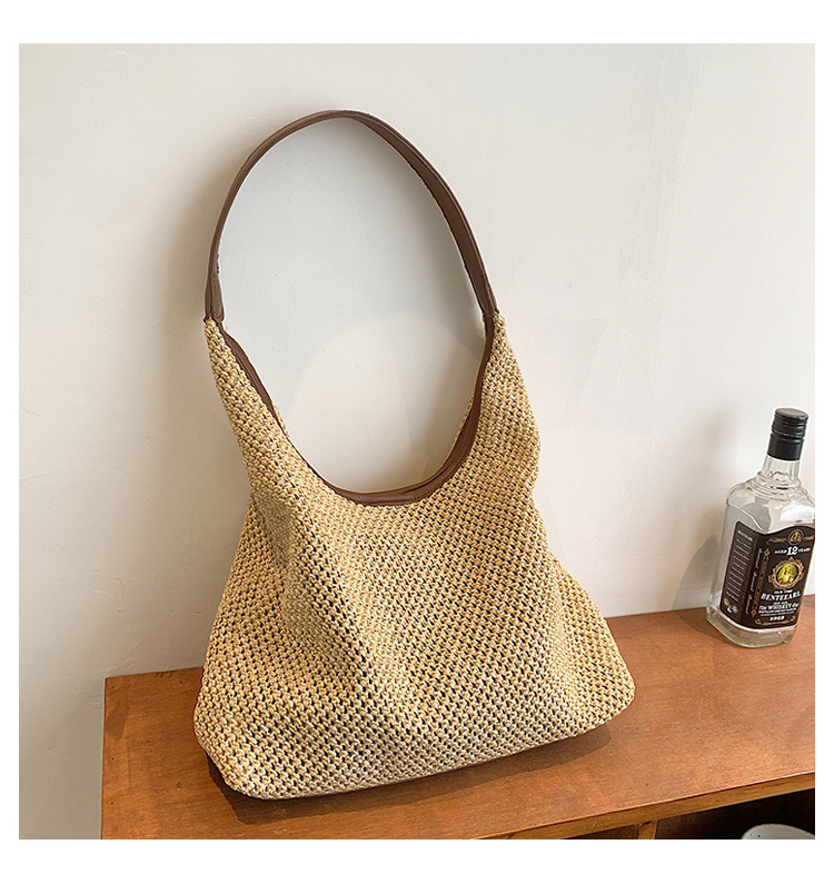 新款ins复古草编托特包单肩大包包女士休闲大容量夏天度假沙滩包详情20