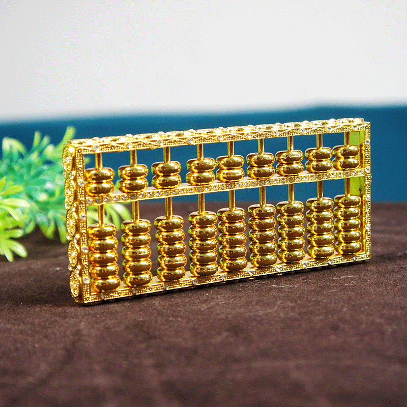 Special offer manufacturer direct delivery abacus keychain for wealth attraction, zinc alloy gold-plated daily pendant, handicraft, travel gold calculator pic 4