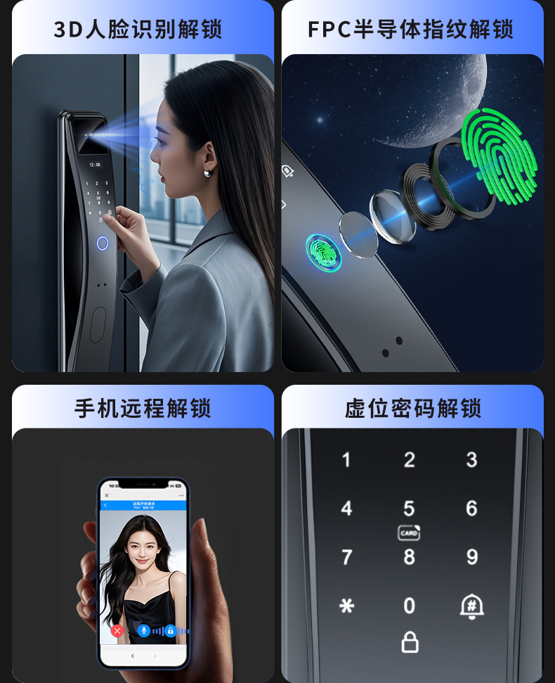 Video intercom, smart lock, face recognition, fully automatic fingerprint lock, password lock, home security door, remote opening pic 19