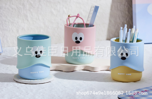 Big-eyed cute pen holder desktop storage creative cartoon pen holder Cute pen holder student stationery storage box office pic 1