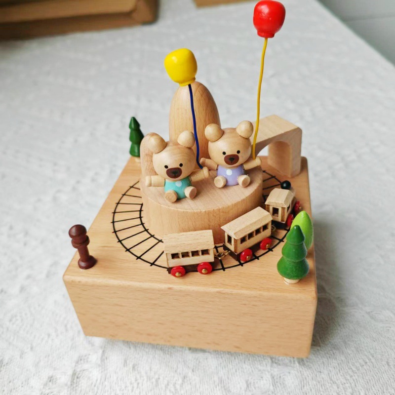 木质手工创意音乐盒儿童生日礼物旋转木马女孩跳舞八音盒跨境出口详情18