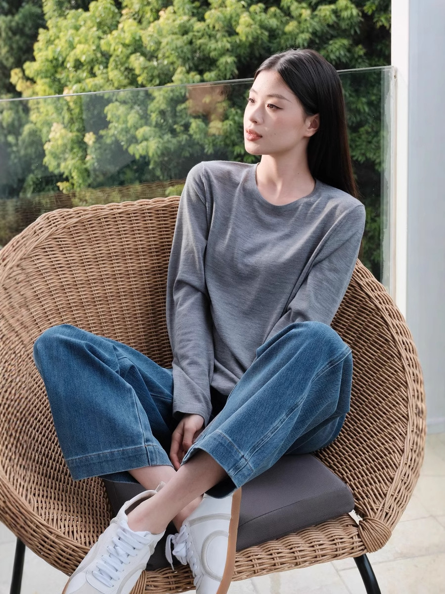 沃伦海龙 | Urban 时髦百搭单品显瘦长裤 牛仔蓝高腰阔腿牛仔裤女详情7