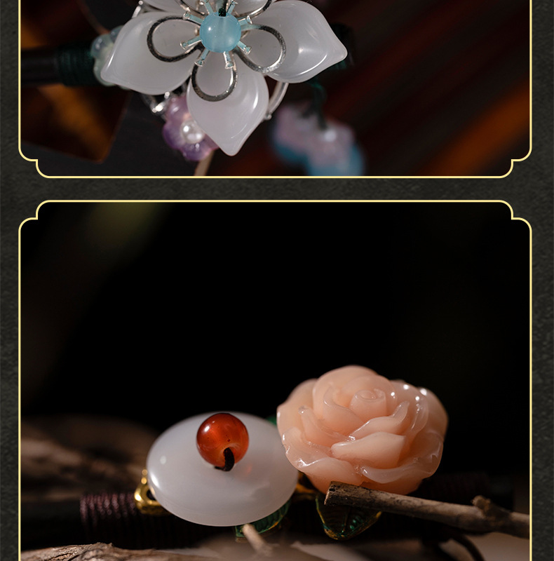 Ancient-style hairpins, tassels, wooden hairpins, imitation ebony headwear, updo, Hanfu accessories, hair-tied, ancient-style hairpins for women pic 15
