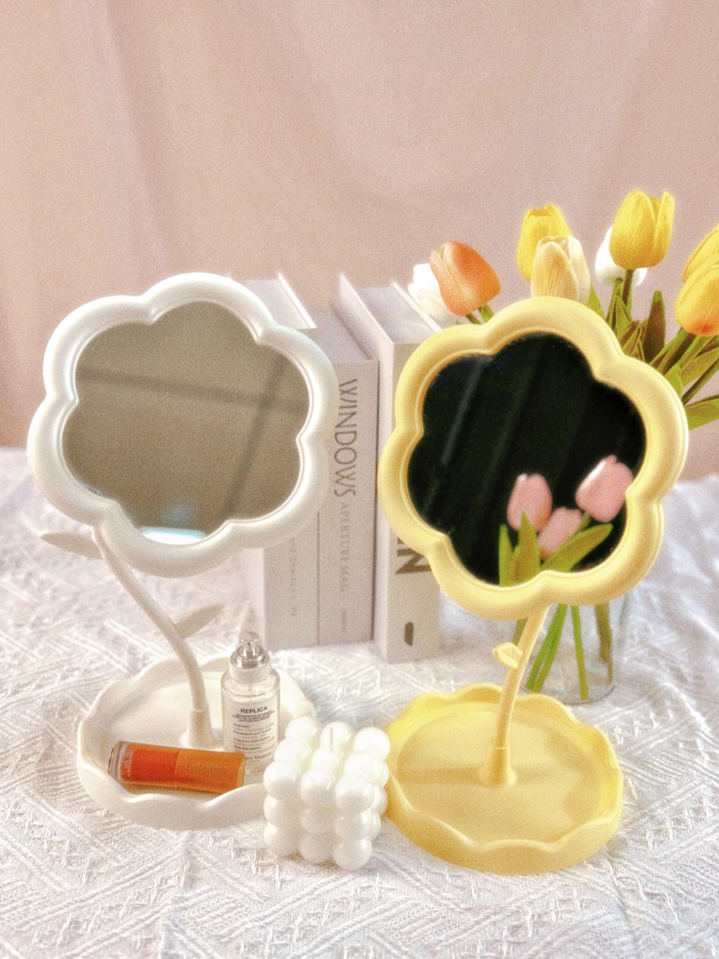 太阳花造型化妆镜学生桌面花朵美妆补妆镜少女梳妆台挂首饰公主镜详情37