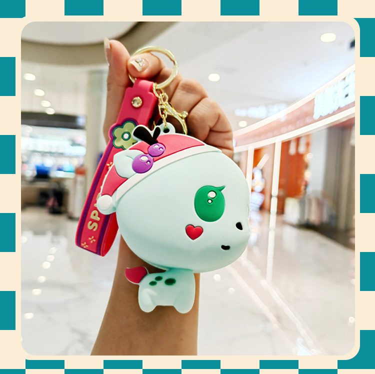 硅胶迷你圣诞鹿零钱包钥匙扣可爱男女生随身收纳包书包配饰实用品详情11