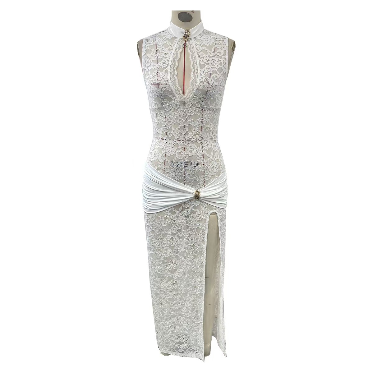 A new sexy and fashionable lace cutout high-slit figure-hugging sleeveless dress that is selling well in cross-border trade between Europe and America for women pic 19