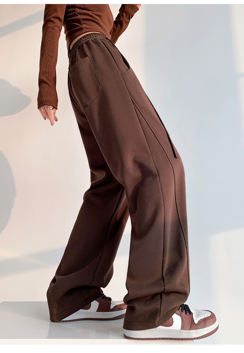 Fleece warm wide-leg pants, loose and high-waisted, slimming winter new style pic 48