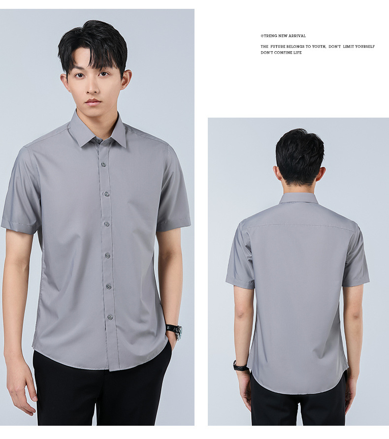 Modal short-sleeved shirt for men, summer stretch wrinkle-free business casual top, new summer commuter shirt pic 27
