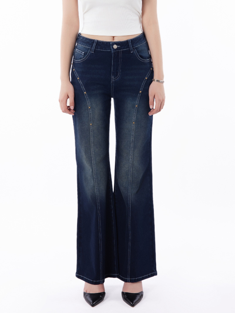 Cross-border 2025 nuevo comercio exterior europa y Estados Unidos ropa de mujer retro holgada micro trompe jeans mujeres casual versátil mop pants pic 6