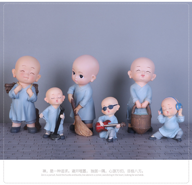 批发少林功夫小和尚摆件茶宠摆设创意禅意中式可爱客厅桌面装饰品详情18