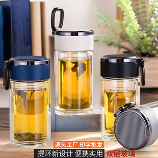 玻璃杯高级感玻璃无铅杯子家用带盖高硼硅双层新款高颜值水杯批发详情7