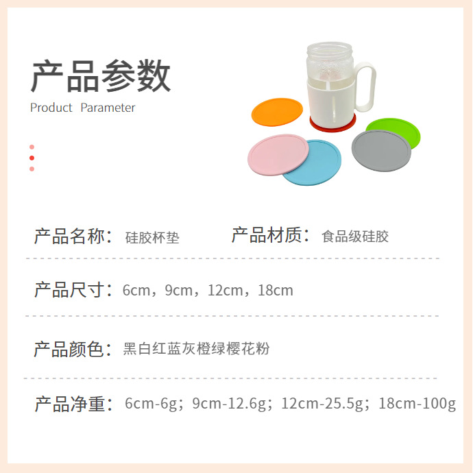 厂家直销硅胶隔热垫防滑防烫茶杯垫可印刷logo耐高温家用硅胶杯垫详情3
