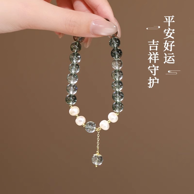 淡水珍珠新中式手链优化水晶绿幽灵手链清新时尚原创手串节日礼品详情1