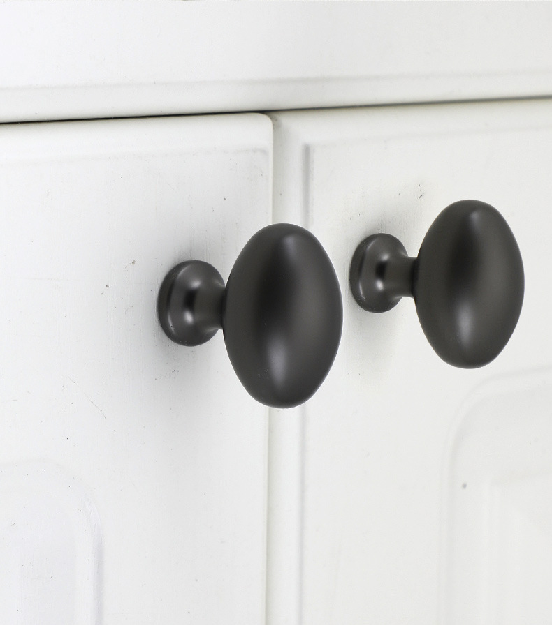 鸽子蛋椭圆抽屉单孔拉手北欧金色亮光黑色橱柜衣柜家具圆形小拉手详情6