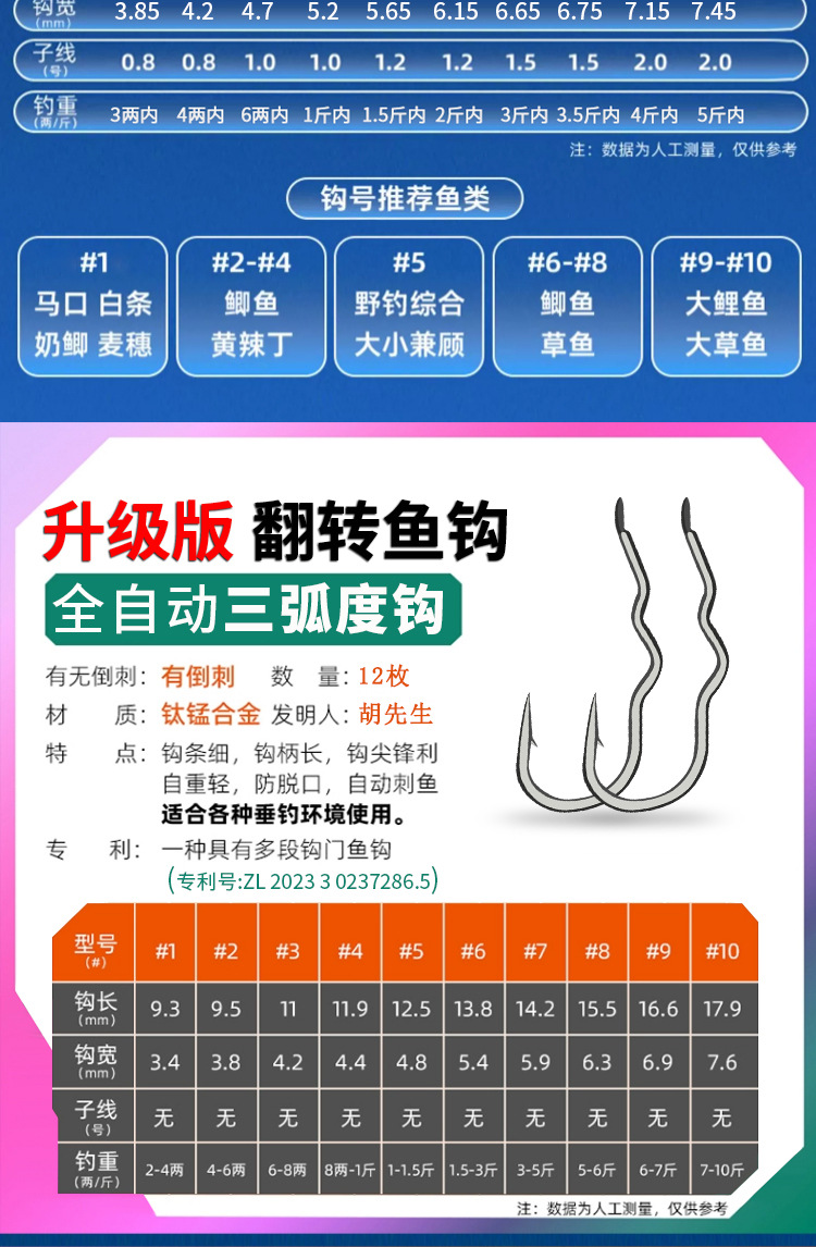 自动翻转鱼钩散装三弯钩新型反转鱼钩正品绑好双钩自动钓鱼神器钩详情23