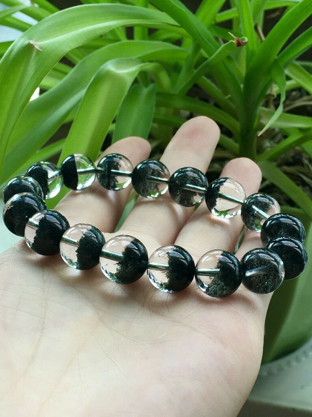 天然巴西绿幽灵手链半盆男女款单圈圆珠手串详情10