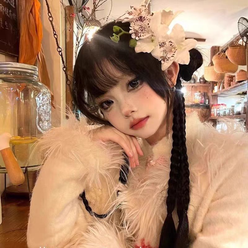 氛围感仿真蕙兰发夹女高级感蝴蝶兰发饰夹子网红旅游拍照发卡头饰详情4