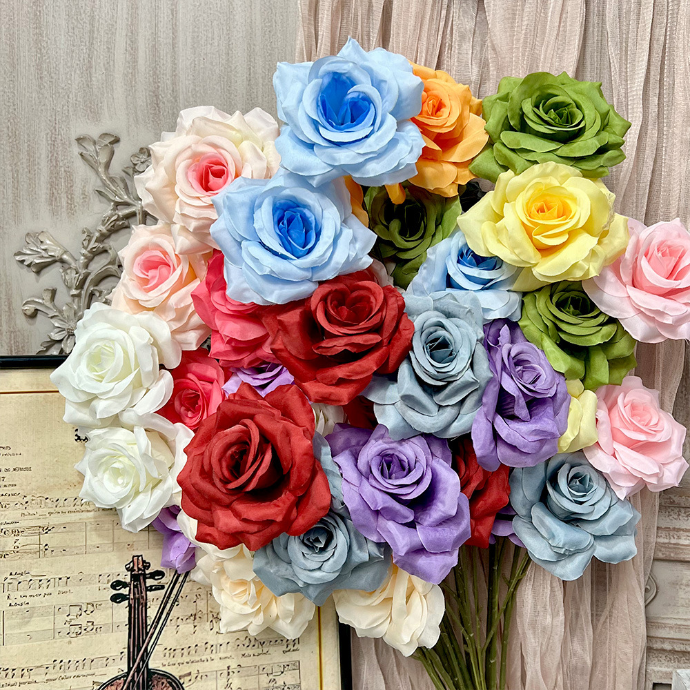 3头钻石玫瑰仿真假花束成品人造绢花婚庆地排用花塑料花婚礼布置详情4