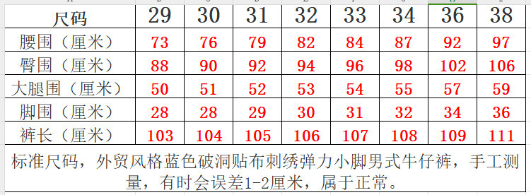 新款欧美风格时尚蓝色破洞贴布刺绣弹力中腰小脚男式牛仔裤潮3944详情3
