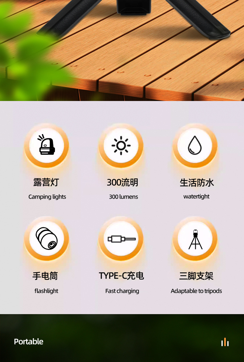 New cross-border multi-functional atmosphere outdoor camping lamp tent warm light magnetic strong light mini portable small flashlight pic 5