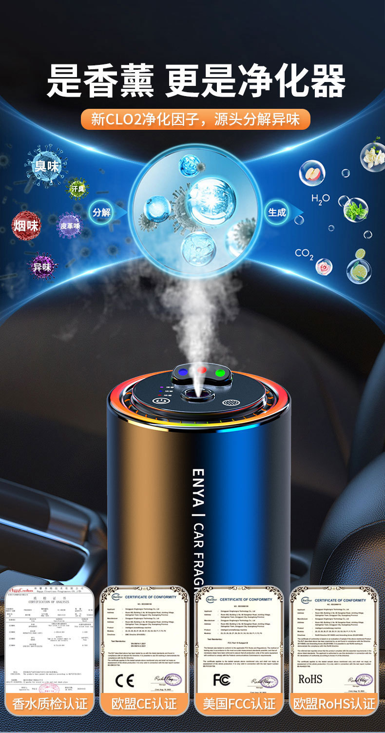 三色星空顶车载香熏喷雾氛围灯智能拾音汽车香水满天星车载香薰详情19