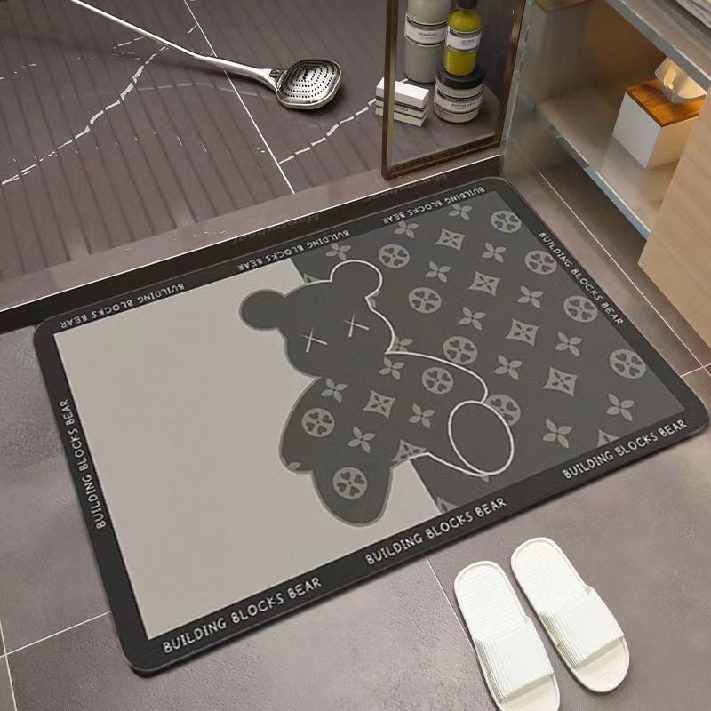 No-wash diatom mud household door entrance bathroom absorbent floor mat, kitchen and bathroom rubber anti-slip large foot mat pic 15