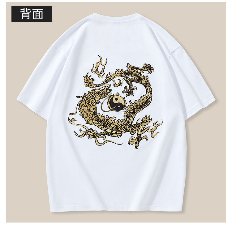 New short-sleeved T-shirts for men, heavy embroidery, all-cotton round neck, loose and large-sized casual trendy couple shirts, custom-made and wholesale pic 9