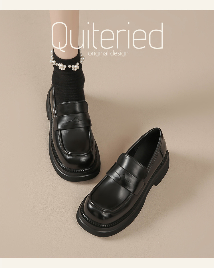 真皮~棕色小皮鞋女复古休闲一脚蹬单鞋学院jk乐福鞋大码女鞋详情26