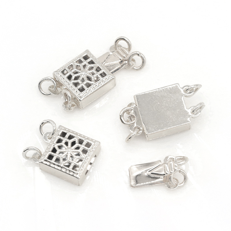 Zhongxing 14K real gold hollowed-out square pattern clasp necklace bracelet with end buckle connection diy accessory pic 3