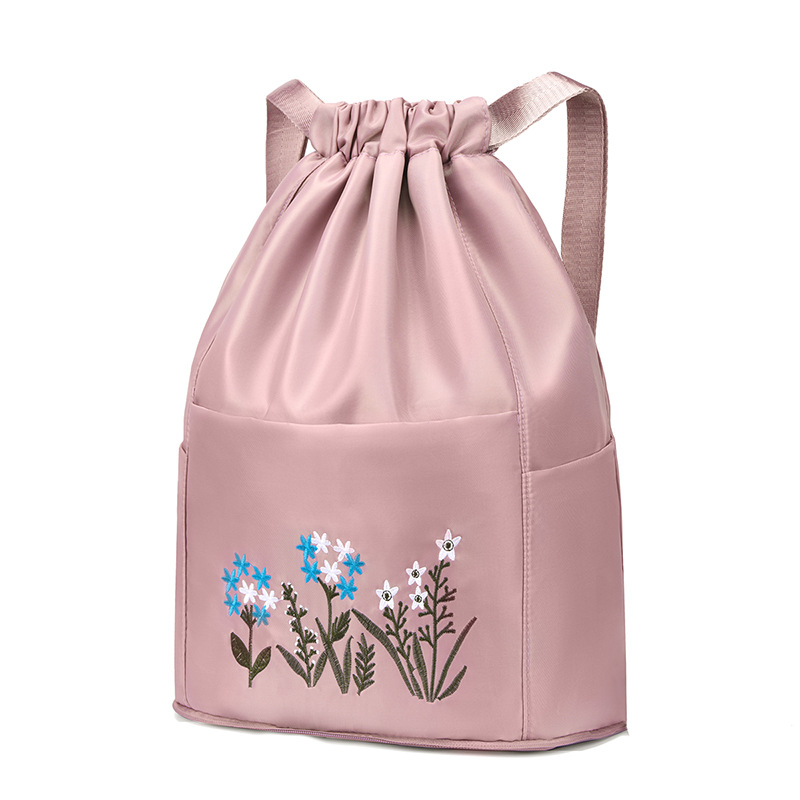 New embroidered Oxford drawstring backpacks with large capacity, fashionable outdoor trend, travel folding backpacks, cross-border wholesale pic 15