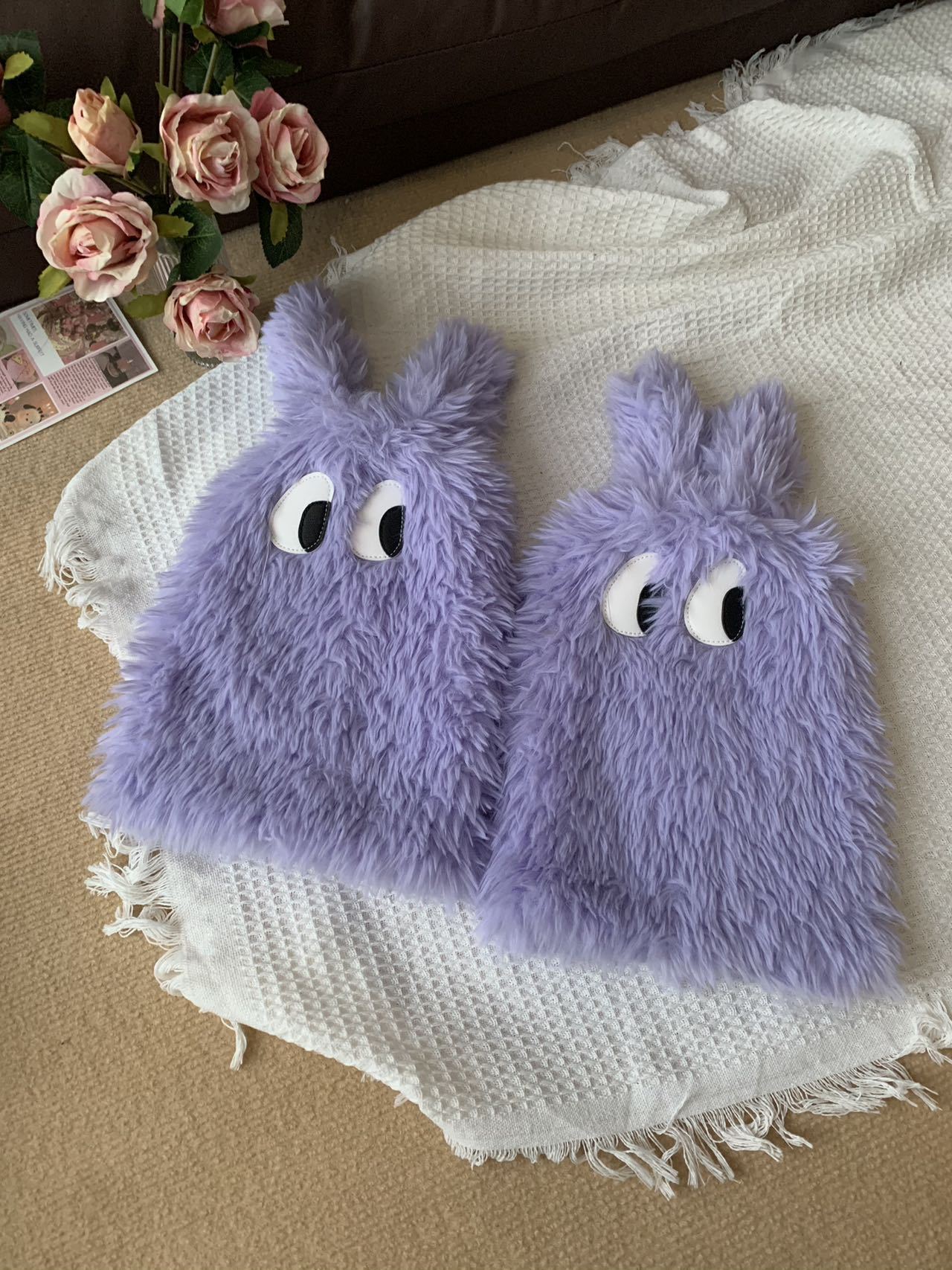 原创Y2K怪怪眼毛绒时尚保暖袜套毛毛腿袜保暖加厚腿套堆堆袜脚套详情27