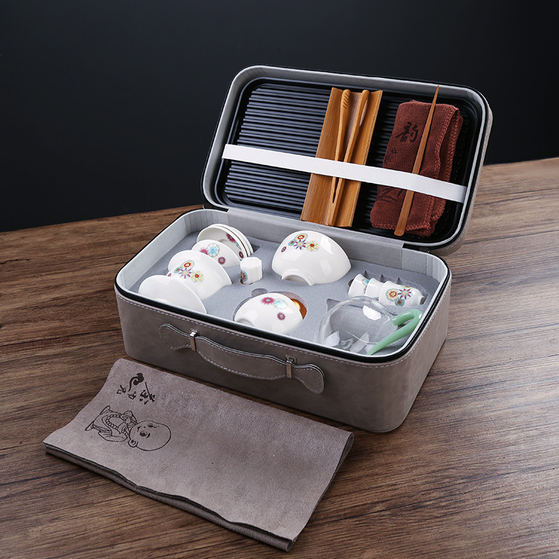 Teaching and training tea art tea set, Japanese portable travel kung fu tea set, business home, company gift logo pic 19