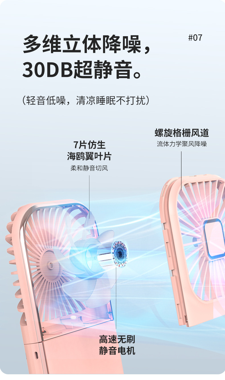 挂脖数显充电小风扇折叠迷你手机支架桌面风扇夏季户外小风扇批发详情14