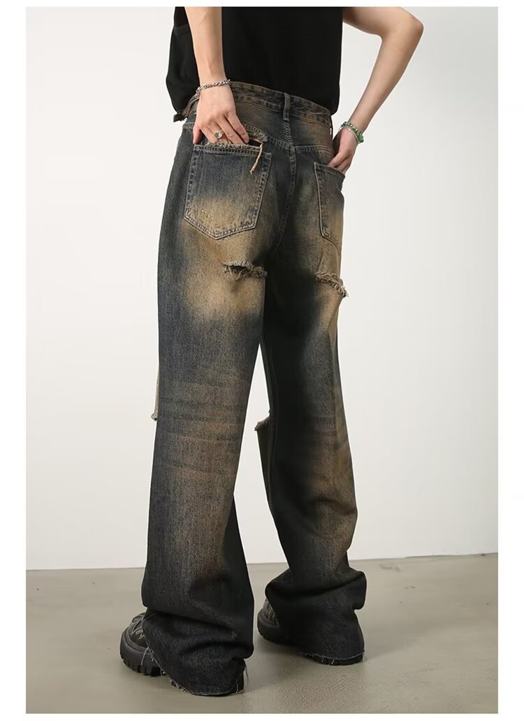 亚马逊LAZADA速卖通货源春秋水洗潮牌直筒休闲裤子男式宽松美式阔详情5