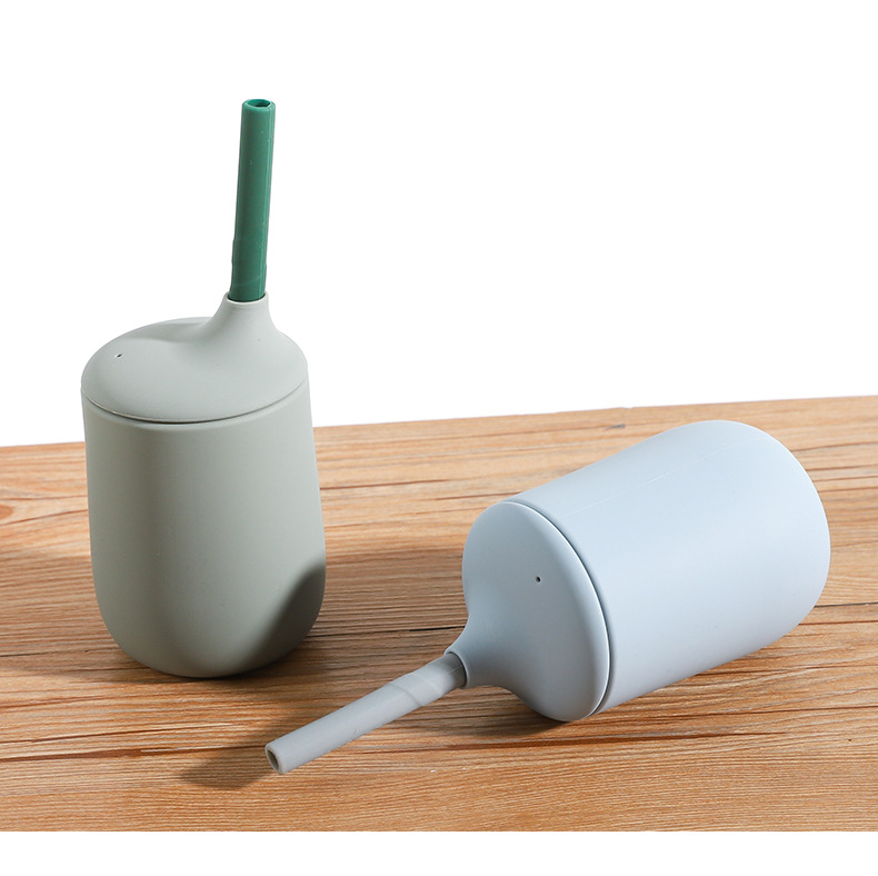 食品级硅胶吸管杯婴儿防摔硅胶学饮杯宝宝专用杯子儿童水杯现货详情16