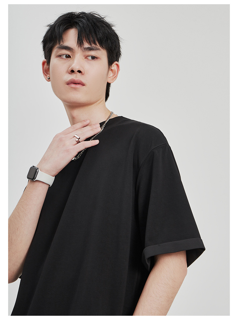 APO男装|潮流垂感针织T恤男士2025春夏新款纯色宽松休闲短袖上衣详情26