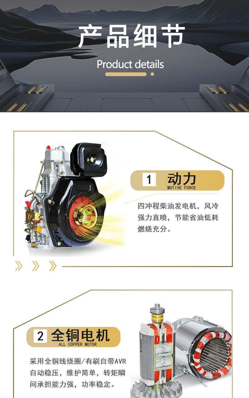 静音发电机组5kw小型家用ats单缸6 4KW千瓦移动三相380交流详情2